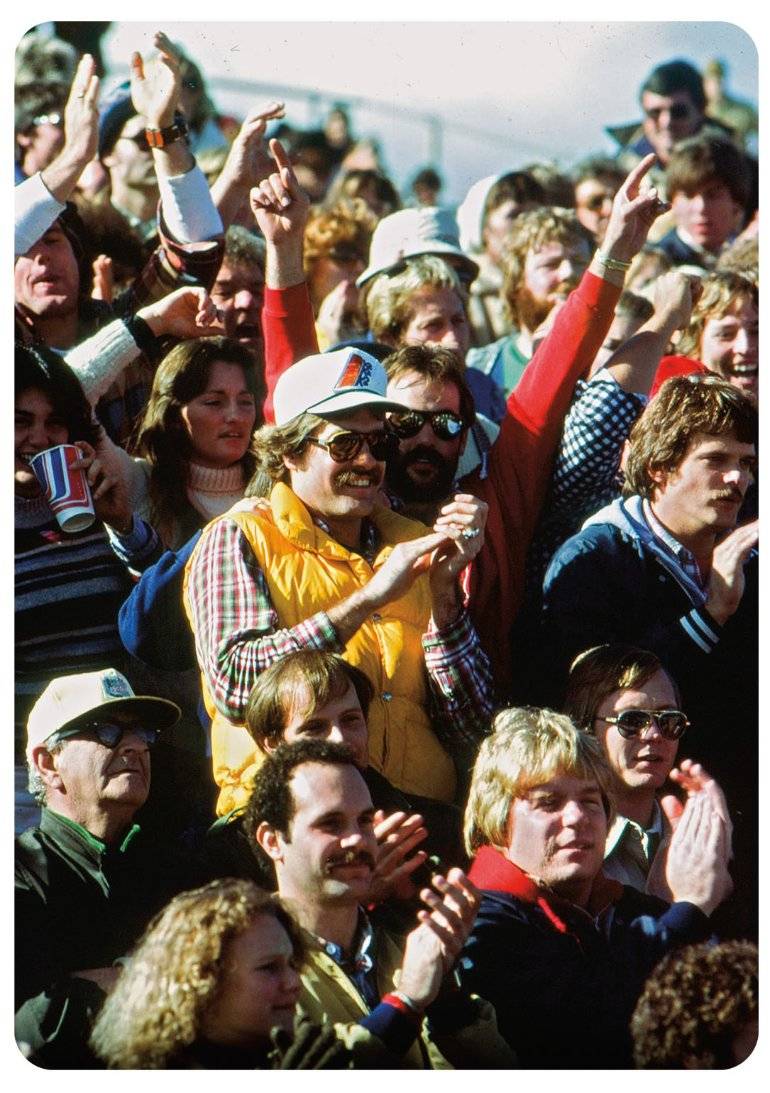 Fans cheer on the Lakers during a football game in 1978